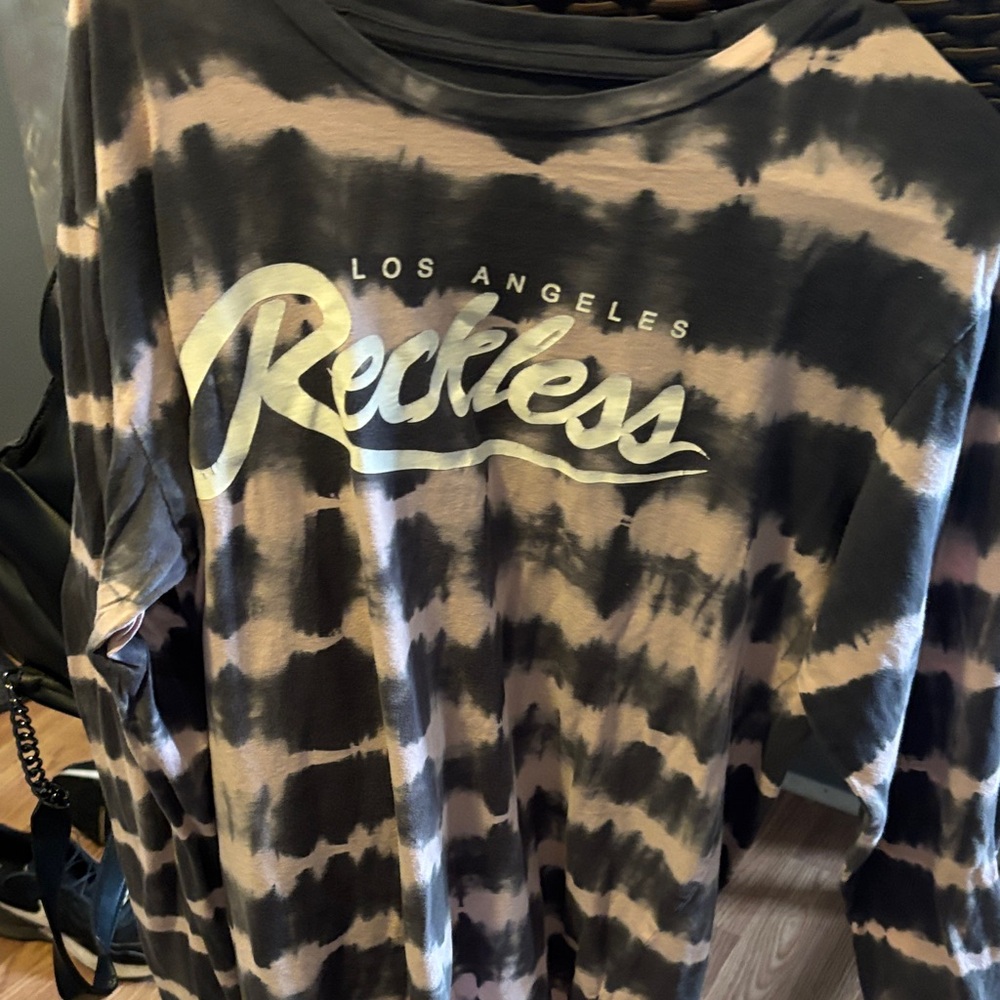 Young & Reckless Tie-Dye Long Sleeve Top - Black and Tan